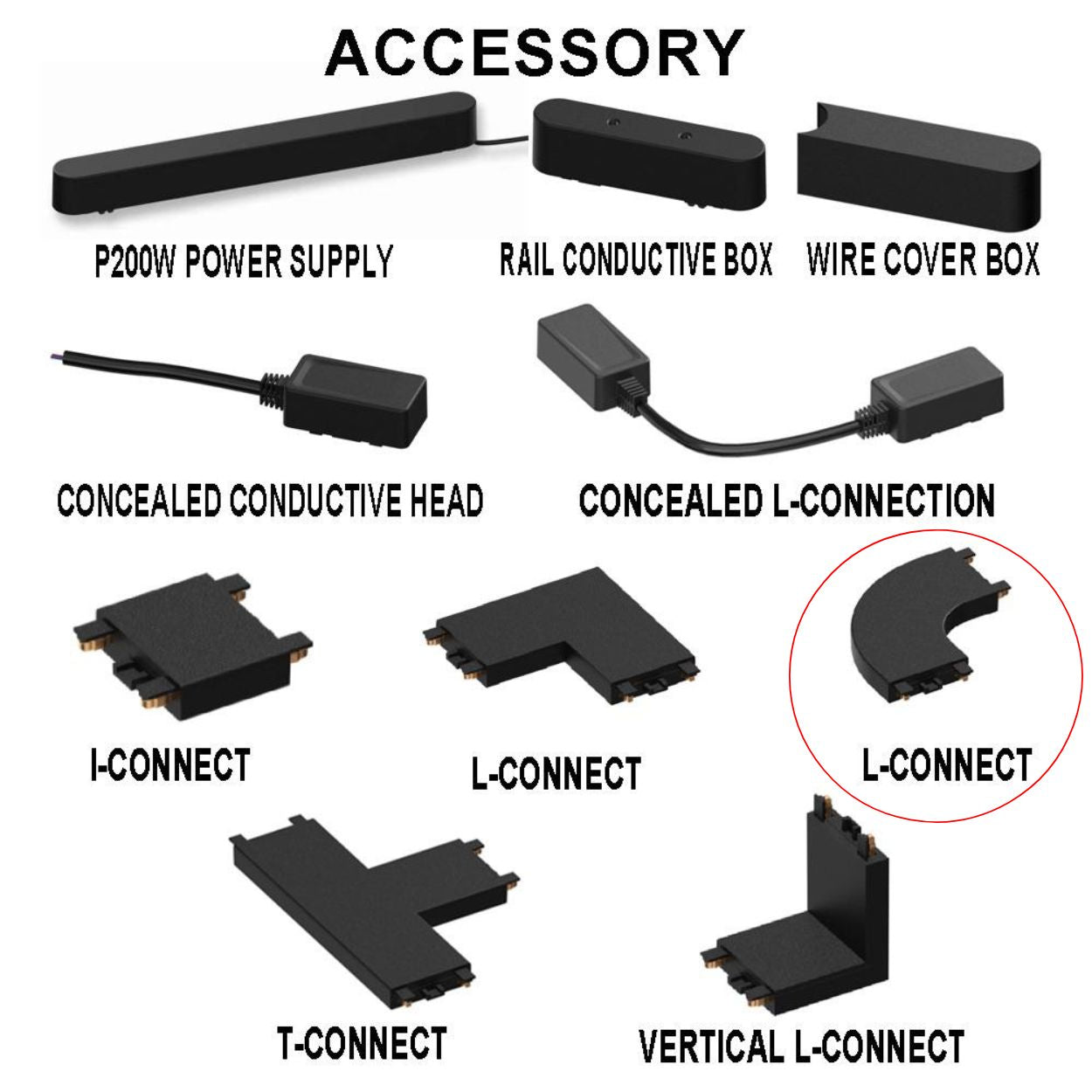 Elbow (L) Type Corner Connector for Magnetic Track Rail