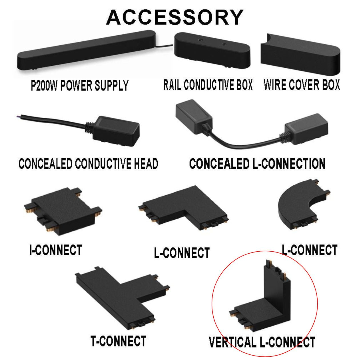 Vertical L Type Corner Connector for Magnetic Track Rail