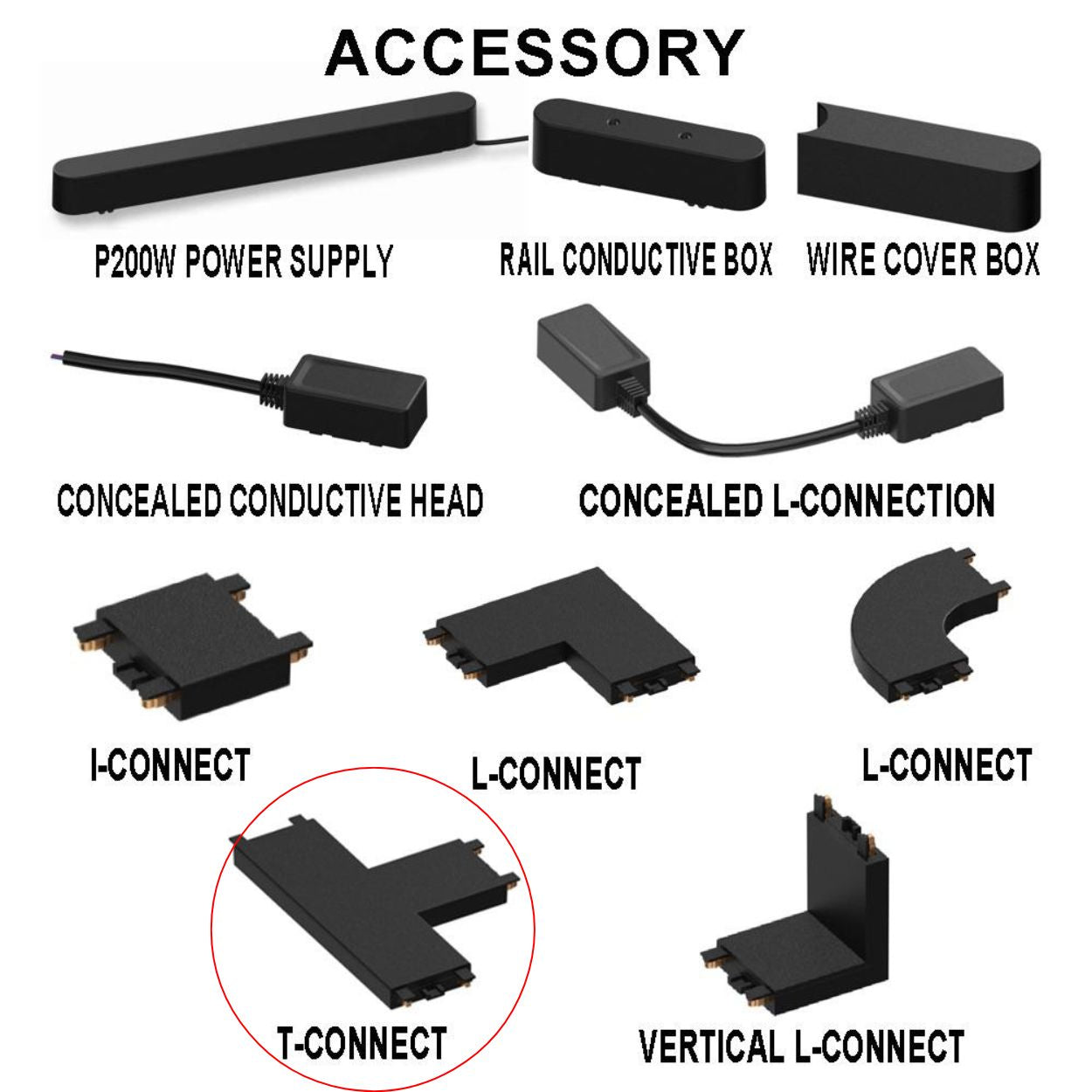 T Type Connector for Magnetic Track Rail