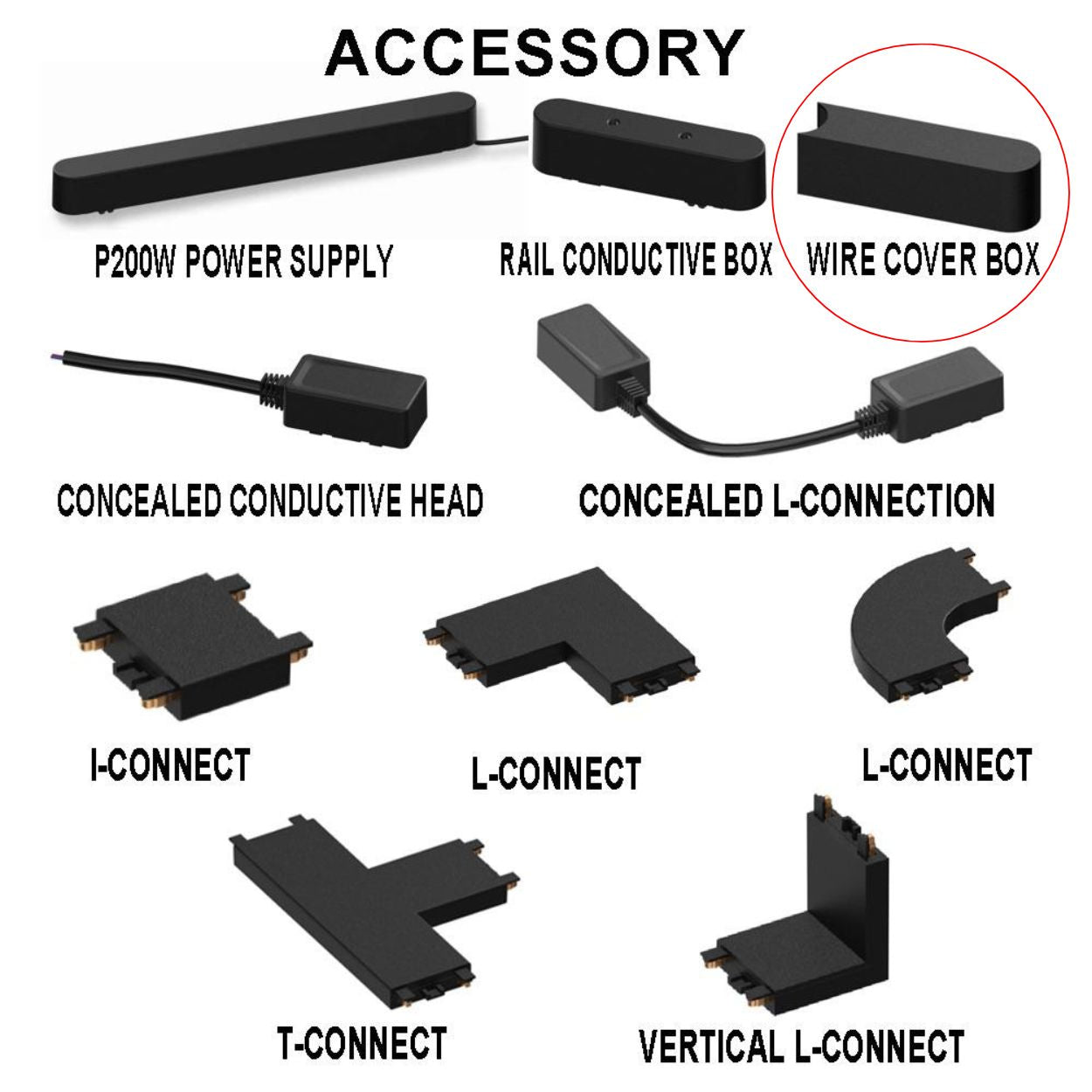 Conductive Wire Cover Box for Magnetic Trail Rail