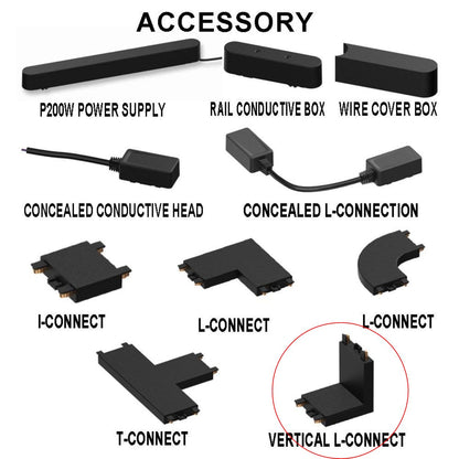 Vertical L Type Corner Connector for Magnetic Track Rail