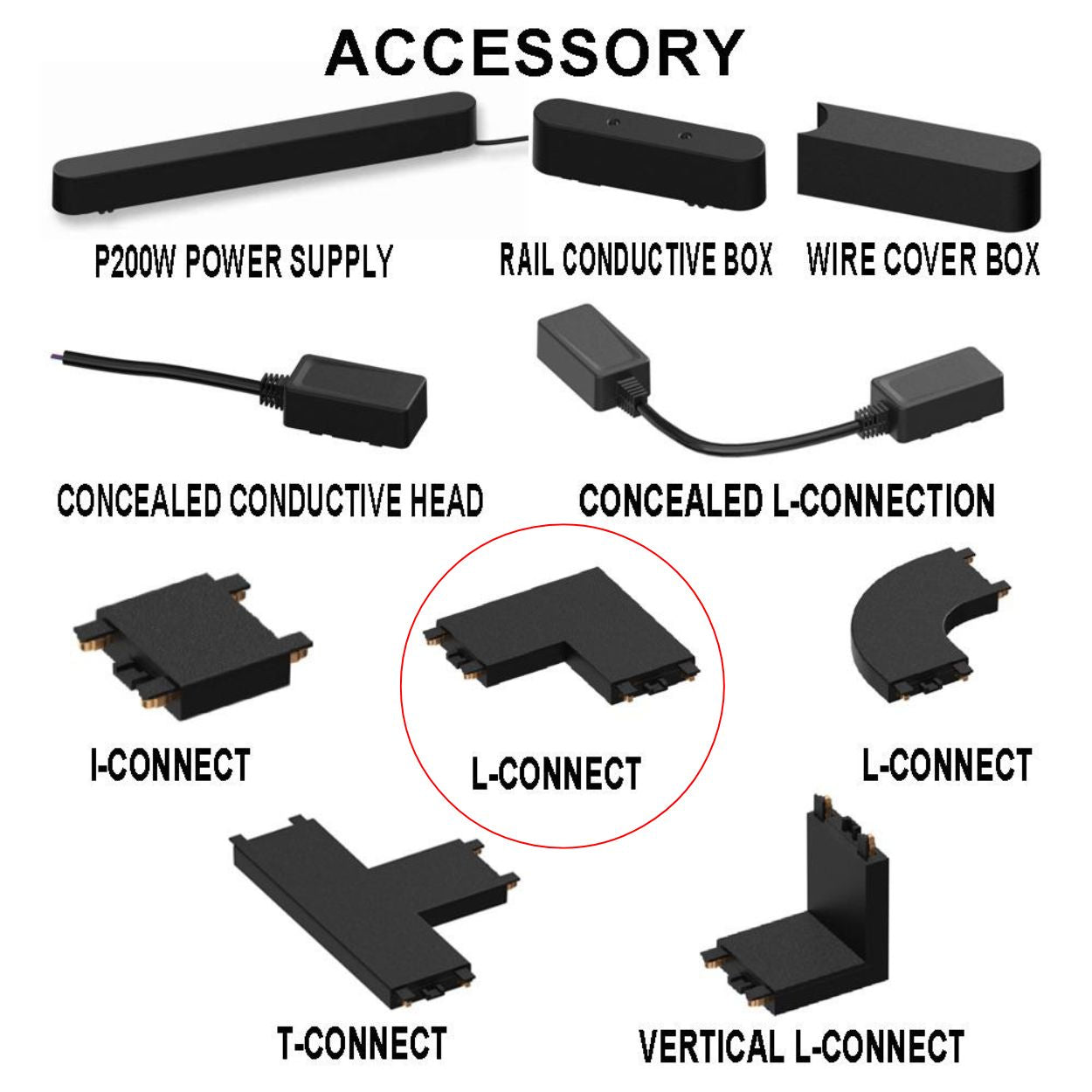 Orthogonal L Type Corner Connector for Magnetic Track Rail