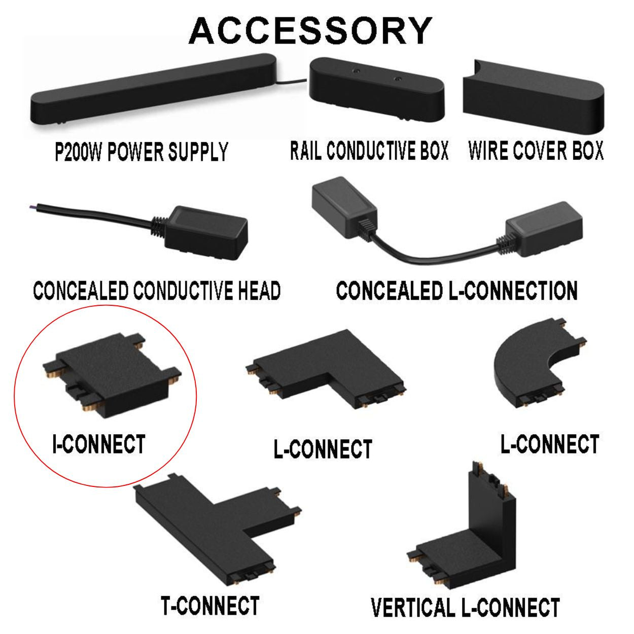 Straight I Type Connector for Magnetic Track Rail